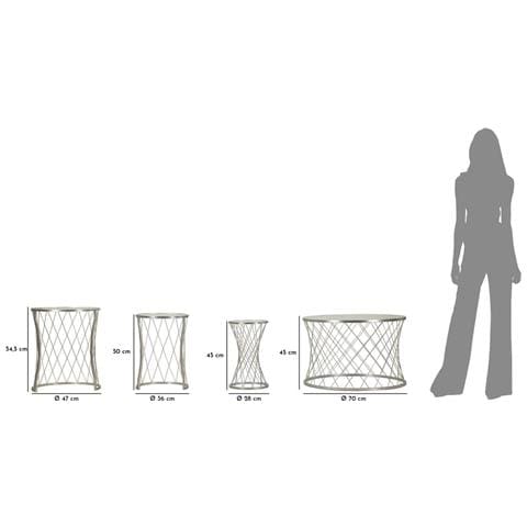 Set Di Tavolini Vkh571-argento-metallo-70x70x45 Cm - Foto 6