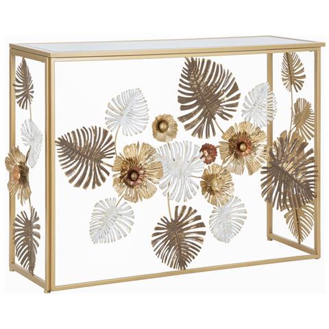 Tavolo Consolle Foglia 71-multicolore-metallo-113x40x80 Cm - Foto 1