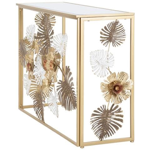 Tavolo Consolle Foglia 71-multicolore-metallo-113x40x80 Cm - Foto 2