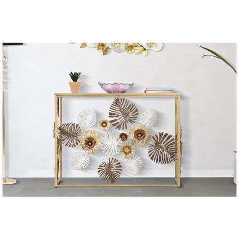 Tavolo Consolle Foglia 71-multicolore-metallo-113x40x80 Cm - Foto 8