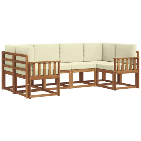 Set di divani da esterno con cuscino 6 pcs Naturale e Crema - Foto 1