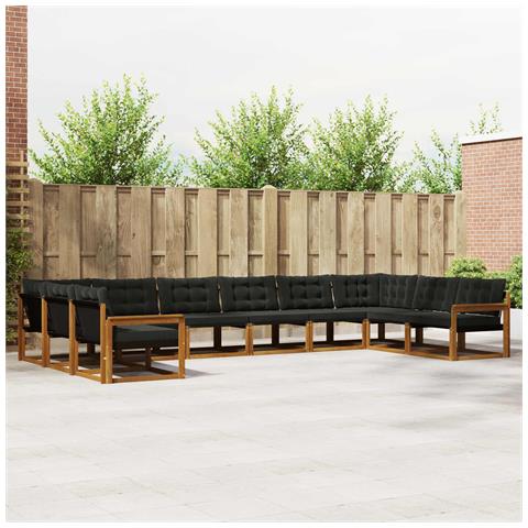 Set di divani da esterno con cuscino 10 pcs Naturale e Nero - Foto 2