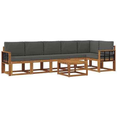 Set di divani da esterno con cuscino 7 pcs Naturale e Antracite - Foto 1