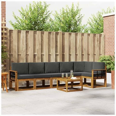 Set di divani da esterno con cuscino 7 pcs Naturale e Antracite - Foto 2