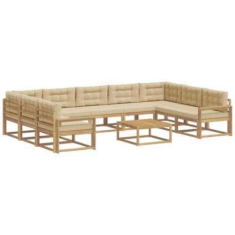 Set di divani da esterno con cuscino 10 pcs Bianco e Beige - Foto 1