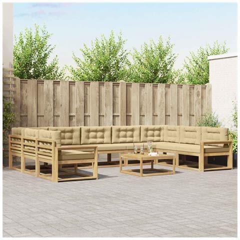 Set di divani da esterno con cuscino 10 pcs Bianco e Beige - Foto 2
