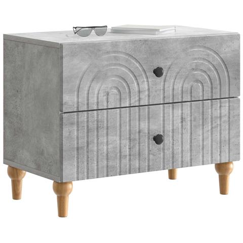 Armadio da Notte con cassetto Grigio Cemento 62 x 34,5 x 48 cm - Foto 2