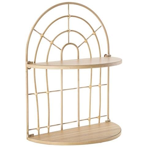 Mensola Doppia Arch In Ferro E Rattan — 34,5x18x45,5 Cm - Foto 1