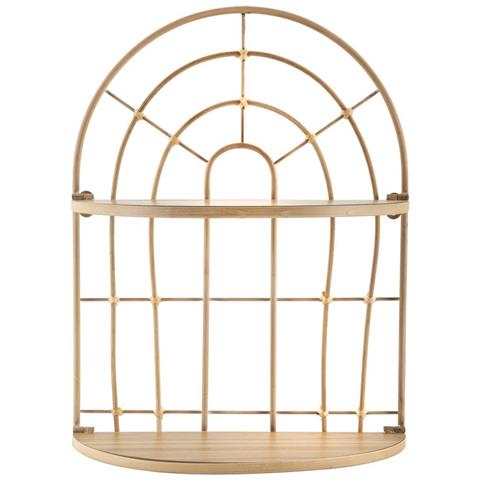 Mensola Doppia Arch In Ferro E Rattan — 34,5x18x45,5 Cm - Foto 2