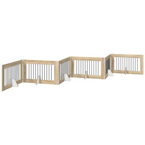 Cancello per cani pieghevole con supporti 6 pcs Rovere Sonoma - Foto 1