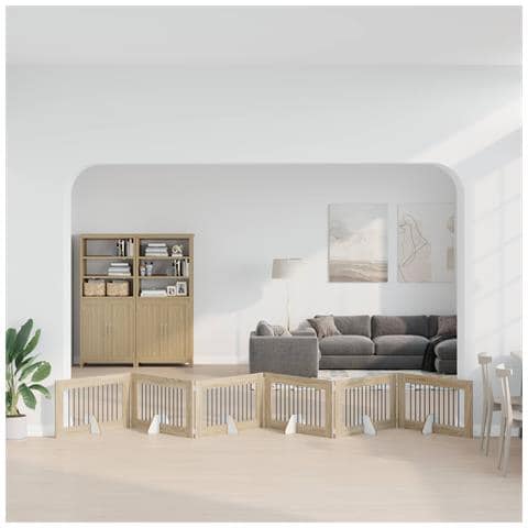 Cancello per cani pieghevole con supporti 6 pcs Rovere Sonoma - Foto 2
