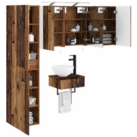 Set di mobili per il bagno 5 pcs Legno antico - Foto 2