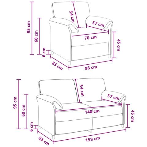 Set di divani 2 pz Rosa Velluto - Foto 2