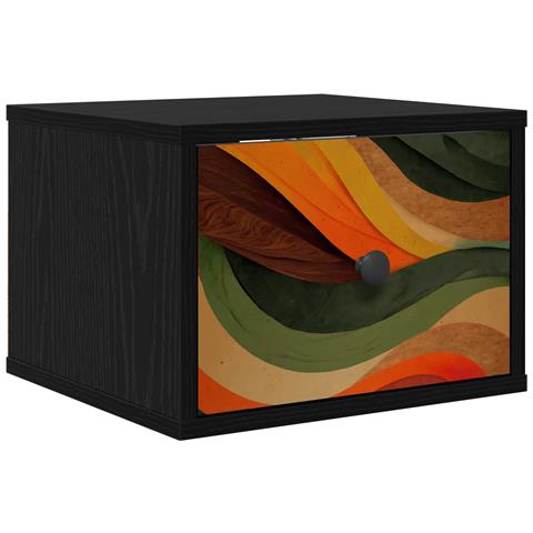 Mobiletto da comodino a parete BONN Rovere Nero 36 x 33 x 25 cm - Foto 1