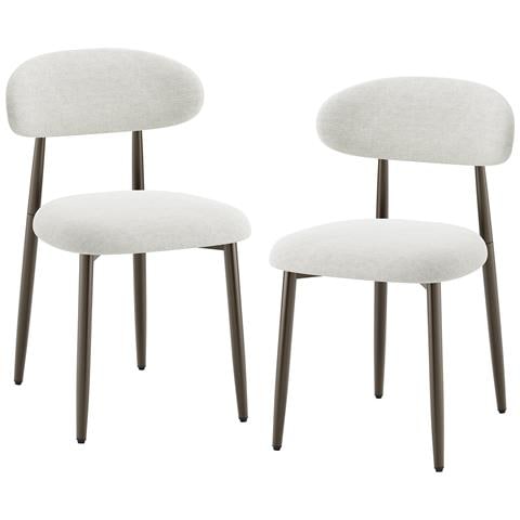 Set Di 2 Sedie Da Pranzo Rivestite In Tessuto Schienale Curvo 55x56x82 Beige - Foto 1