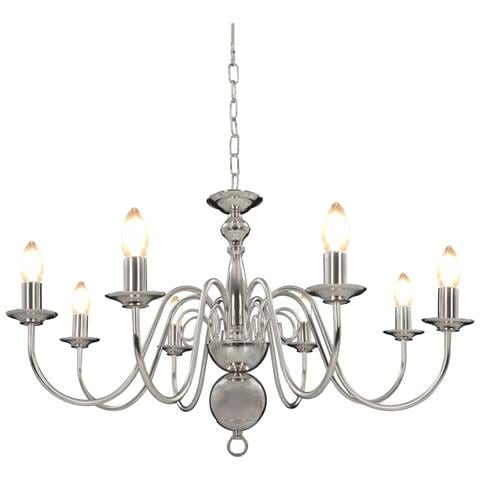 Lampadario Argento con 8 Lampadine E14 - Foto 1