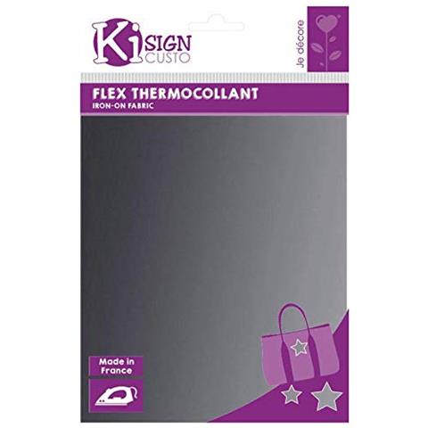 Tessuto Termoadesivo 20 X 15 Cm - Effetto Metallo Zinco - Foto 2