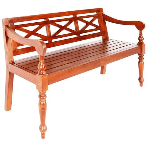 Panca Batavia 123 Cm In Legno Massello Di Mogano Marrone Scuro - Foto 1