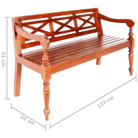 Panca Batavia 123 Cm In Legno Massello Di Mogano Marrone Scuro - Foto 6