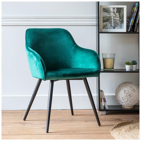 Sedia Vintage Gisele In Velluto Verde - Foto 9