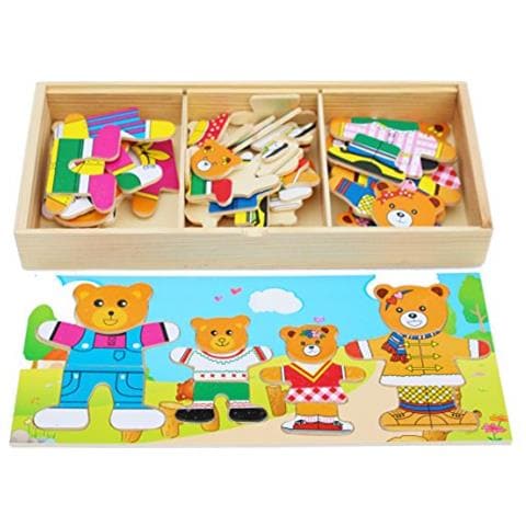 Towo Scatola Puzzle Per Vestire La Famiglia Di Orsi In Legno - Puzzle Per Ordinare E Abbinare - Giocattoli Per Ordinare In Legno Per Bambini Di 3 Anni - Puzzle In Legno Per Ragazze Di 3 Anni - Foto 1