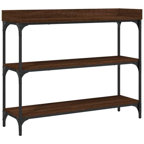 Tavolino Consolle Con Ripiani Rovere Marrone 100x30x80 Cm - Foto 2