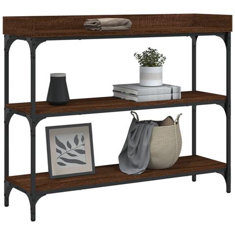 Tavolino Consolle Con Ripiani Rovere Marrone 100x30x80 Cm - Foto 3