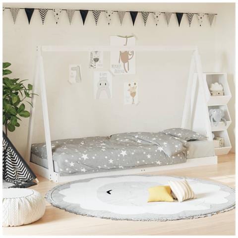 Giroletto per Bambini Bianco 80x200cm in Legno Massello di Pino - Foto 1