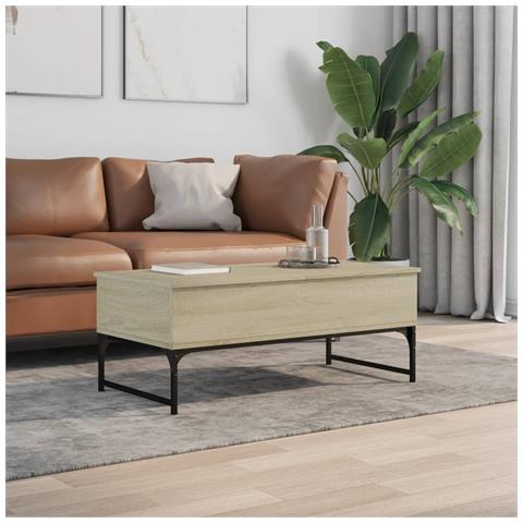 Tavolino Salotto Rovere Sonoma 100x50x40cm Multistrato Metallo - Foto 3