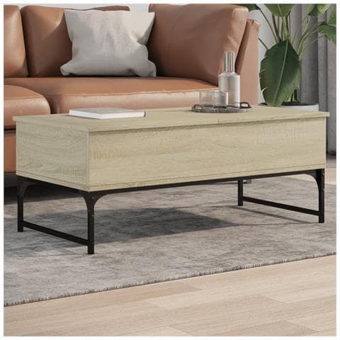 Tavolino Salotto Rovere Sonoma 100x50x40cm Multistrato Metallo - Foto 1