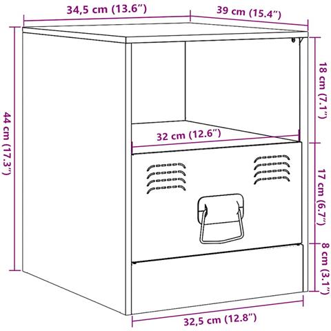Comodino Antracite 34,5x39x44 cm in Acciaio - Foto 10