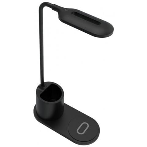 Lampada Led Da Comodino E /o Tavolo Con Caricatore A Induzione Qi 10w, Nero - Foto 1