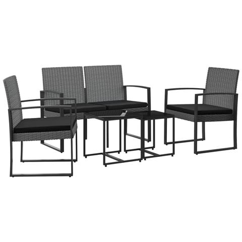 Set Pranzo Da Giardino 5 Pz Con Cuscini Pp Rattan Grigio Scuro - Foto 1