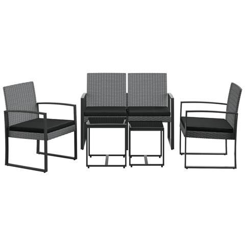 Set Pranzo Da Giardino 5 Pz Con Cuscini Pp Rattan Grigio Scuro - Foto 2
