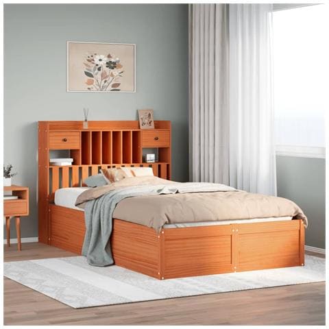 Letto Senza Materasso Marrone Cera 120x190 Cm In Legno Di Pino - Foto 1