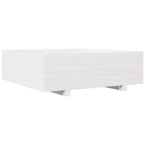 Fioriera Da Giardino Bianca 80x80x26,5cm Legno Massello Di Pino - Foto 2