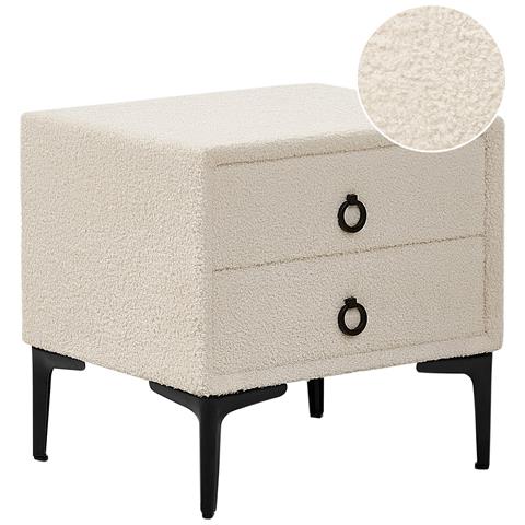 Comodino 2 Cassetti Sezanne Bouclé Bianco Sporco - Foto 2