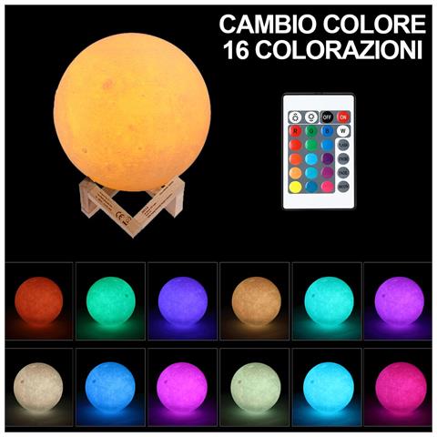 Lampada Tavolo Luna 15cm Luce LED RGB Cambio Colore Moon Lamp USB Telecomando - Foto 2