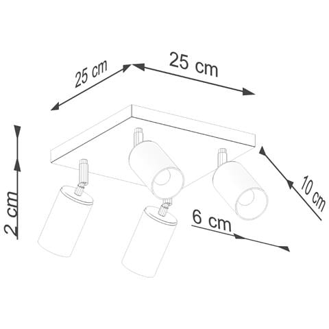 Lampada Da Soffitto Winx 4 Nero /coop Sl. 1378 - Moderno Lampade Da Soffitto Nero /rame 19x25x25 Cm - Foto 2