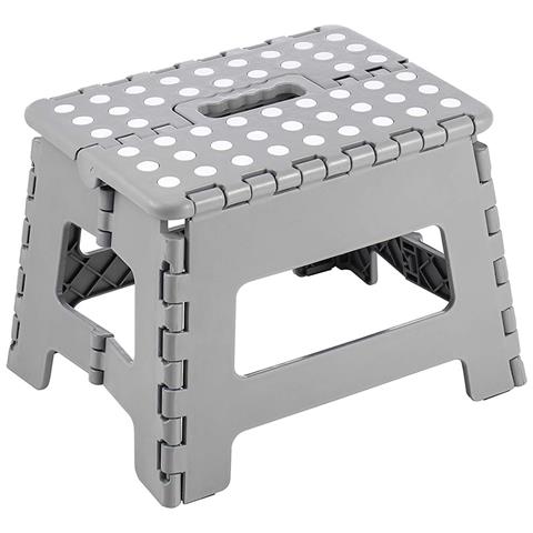 Sgabello Multiuso Pieghevole Clic-clac In Plastica Richiudibile 30x22cm Grigio - Foto 1