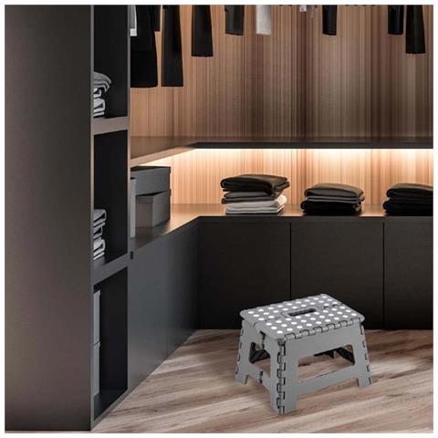 Sgabello Multiuso Pieghevole Clic-clac In Plastica Richiudibile 30x22cm Grigio - Foto 2