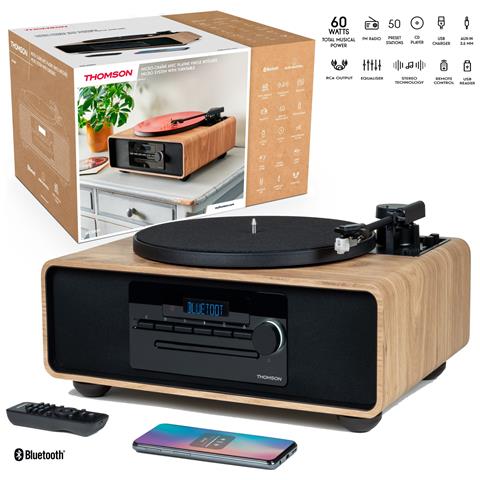 Sistema Stereo HIFI MIC300TT Giradisci 45 33 Giri CD MP3 Bluetooth Radio FM USB 50W - Foto 1