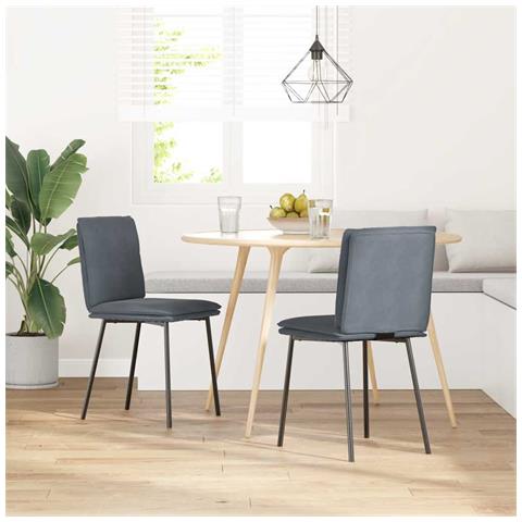 Sedie Da Pranzo 2 Pz Grigio Scuro In Velluto - Foto 2