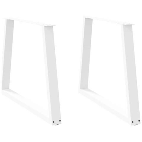 Gambe Per Tavolo Pranzo A V 2 Pz Bianco 90x(72-73,3)cm Acciaio - Foto 1
