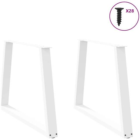 Gambe Per Tavolo Pranzo A V 2 Pz Bianco 90x(72-73,3)cm Acciaio - Foto 3
