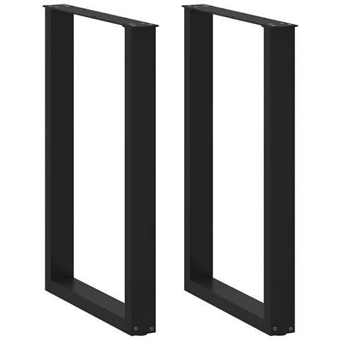 Gambe Tavolino Da Caffè A U 2 Pz Nero 60x(90-91) Cm In Acciaio - Foto 1