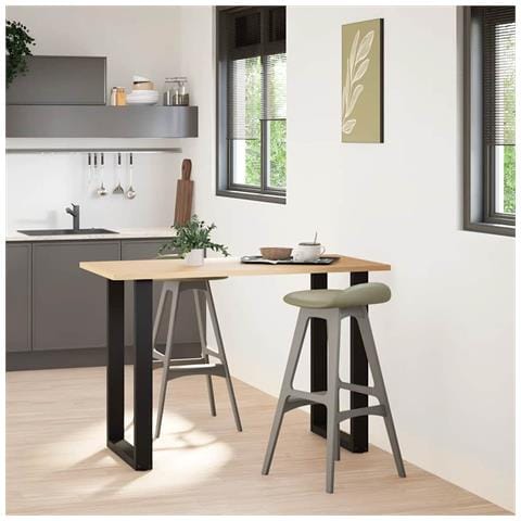 Gambe Tavolino Da Caffè A U 2 Pz Nero 60x(90-91) Cm In Acciaio - Foto 2
