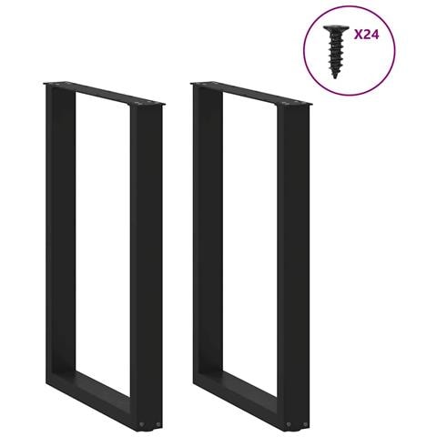 Gambe Tavolino Da Caffè A U 2 Pz Nero 60x(90-91) Cm In Acciaio - Foto 3