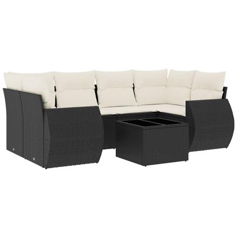 Set Divani Da Giardino Con Cuscini 7pz Nero Polyrattan - Foto 2