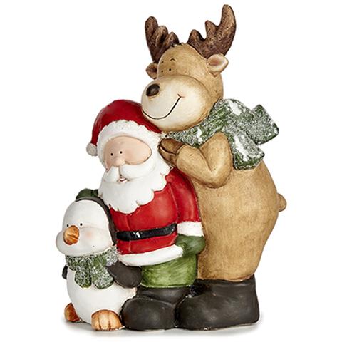 Figura Natalizia Con Renna, Babbo Natale E Pinguino. - Foto 2